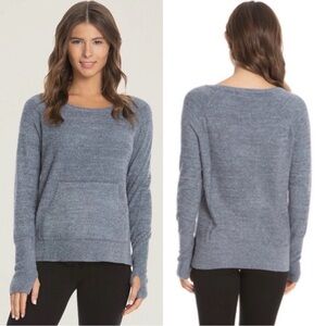 Barefoot Dreams CozyChic Ultra Lite Raglan Pullover in Pacific Blue Size S